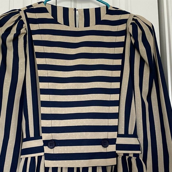 Vicki Vaughn Junior Dress Nautical Sailor Tabard Striped Union Made USA - Picture 3 of 10